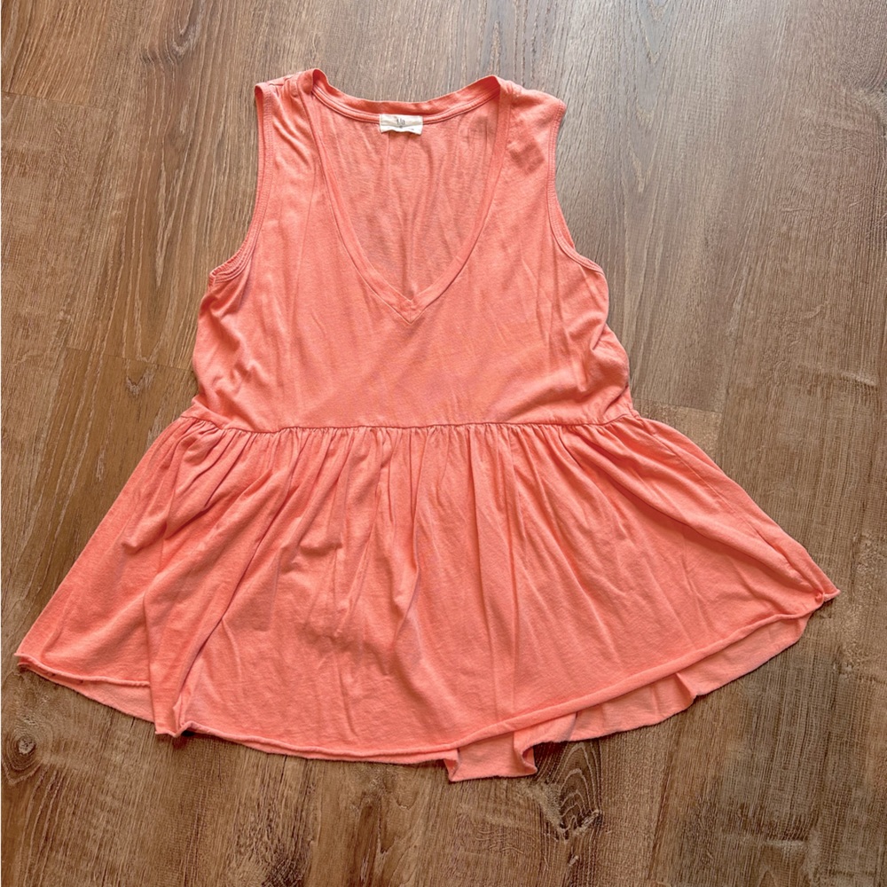 T.la Anthropologie Coral peplum v-neck tank
